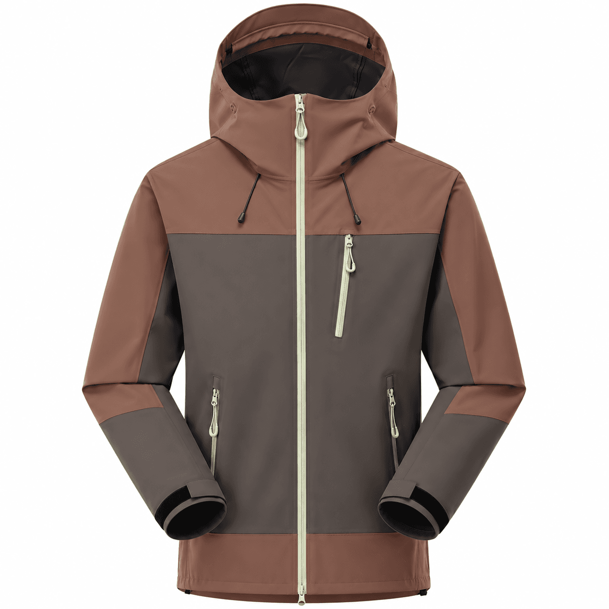Long-Sleeve Hooded Color-Block Single-Layer Hardshell