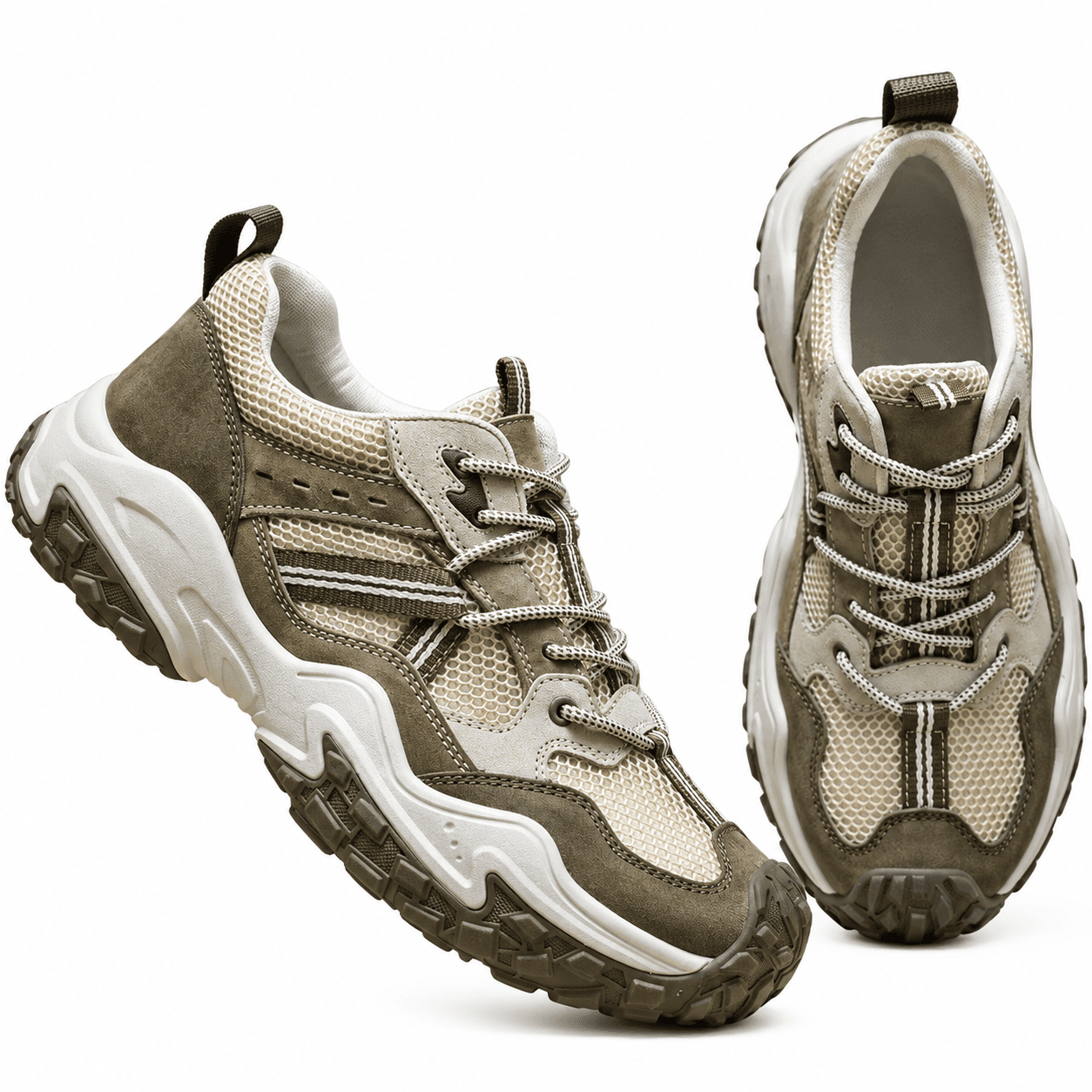 Lightweight Leather-Mesh Hiking Shoes