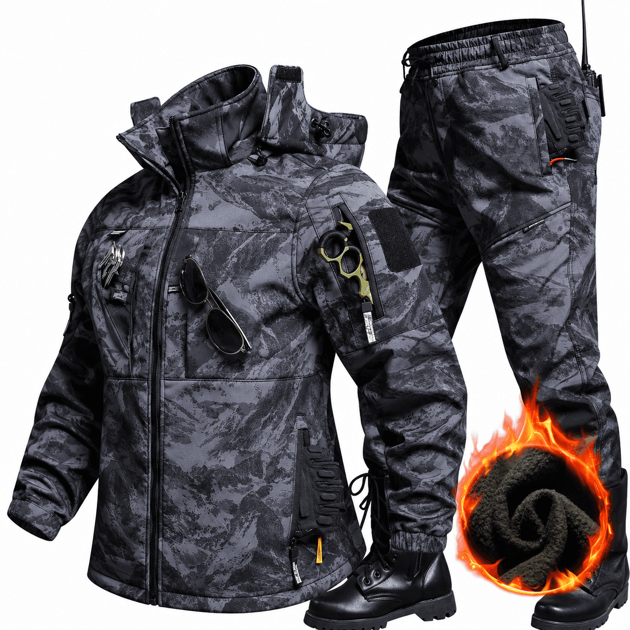 Fleece-Lined Multi-Pocket Work Set